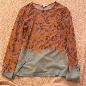 Brown and Gray Long Sleeve Top